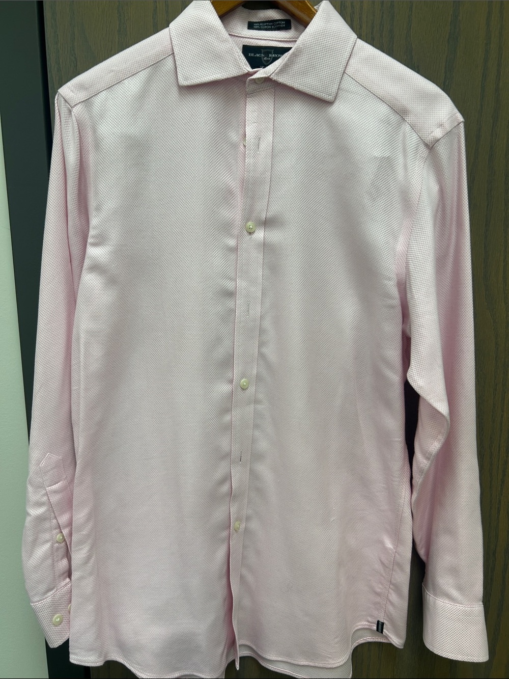 Black Brown 1826 Men's Light Pink Textured Dress Shirt